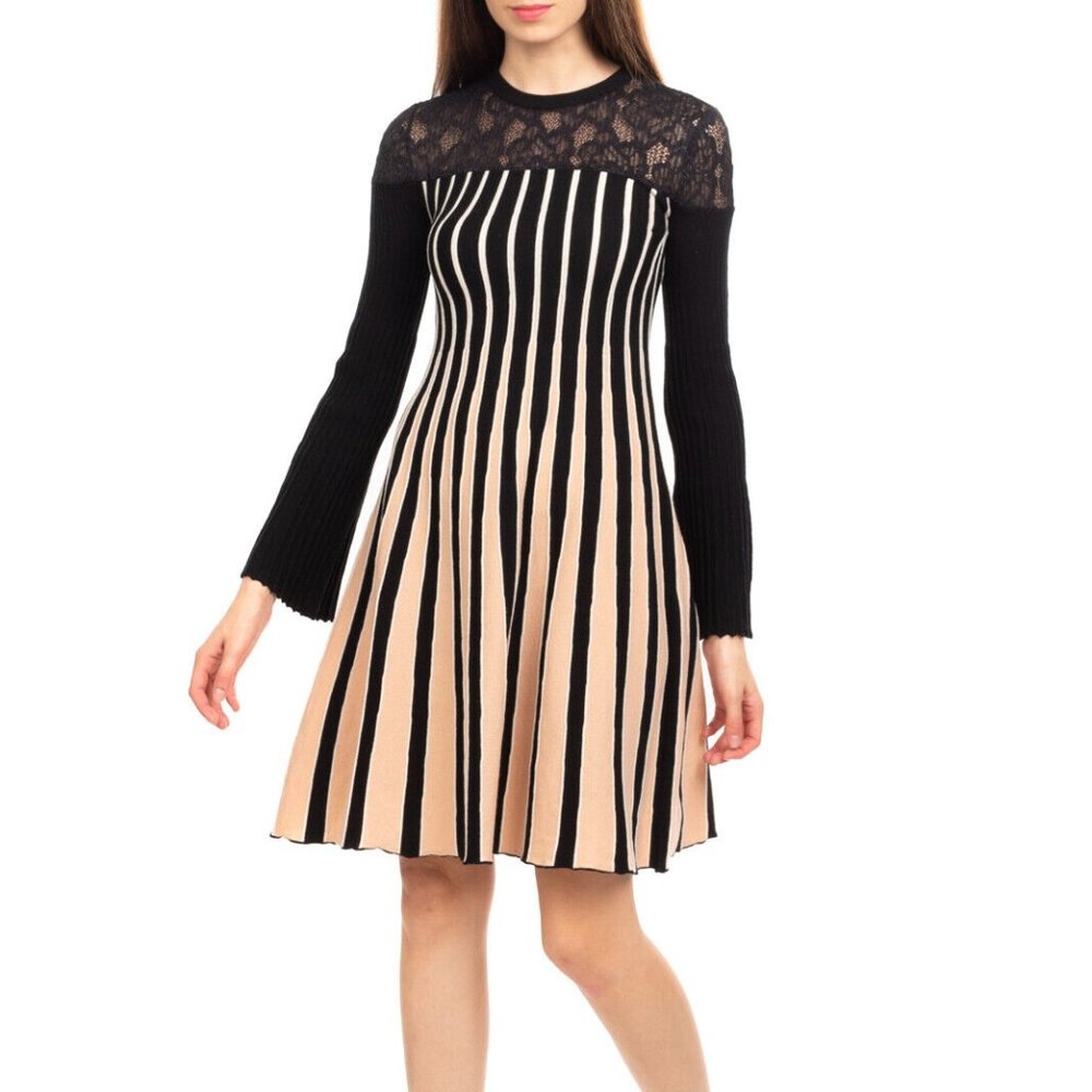 NWT_TWINSET SIMONA BARBIERI Dress _Size M Wool Blend Lace texture_Made in Italy